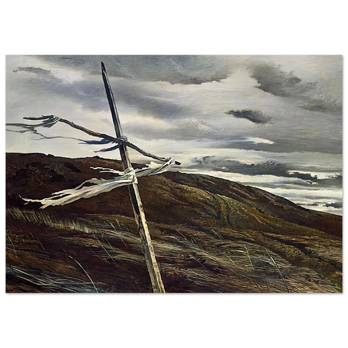 Andrew Wyeth - DODGES RIDGE 1947 Wall Art - 21x29.7 cm / 8x12" - Premium Wooden Framed Poster With Fine Art Paper - Black frame