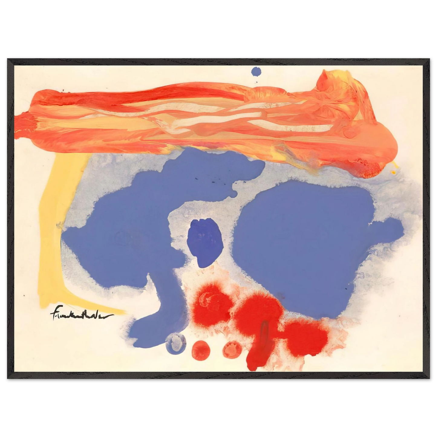 Helen Frankenthaler - Summerscene, Provincetown - 1961 Wall art - 21x29.7 cm / 8x12" - Premium Wooden Framed Poster With Fine Art Paper - Wood frame