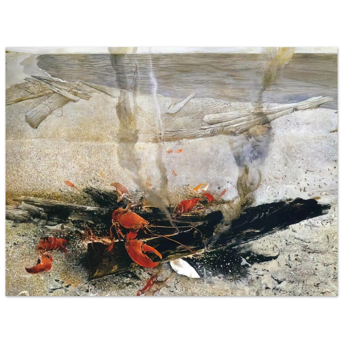 Andrew Wyeth - EMBERS 2000 Wall Art - 60x80 cm / 24x32 inches - Premium Wooden Framed Poster With Fine Art Paper - Black frame