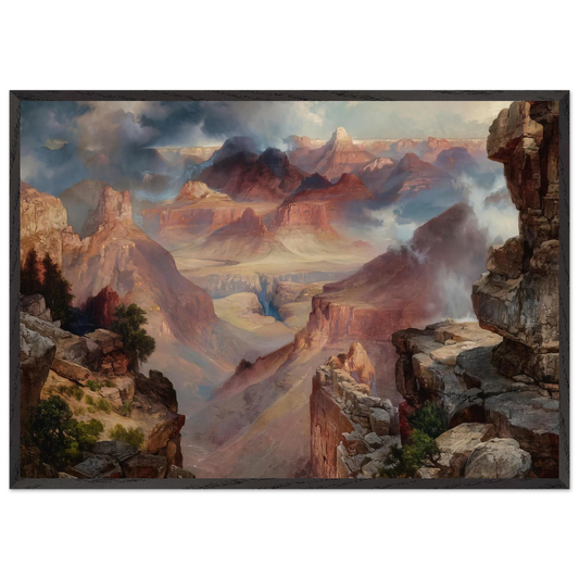 Grand Canyon of Arizona at Sunset - Thomas Moran 70x100 cm / 28x40 inches Framed Art Print – Black Wooden Frame