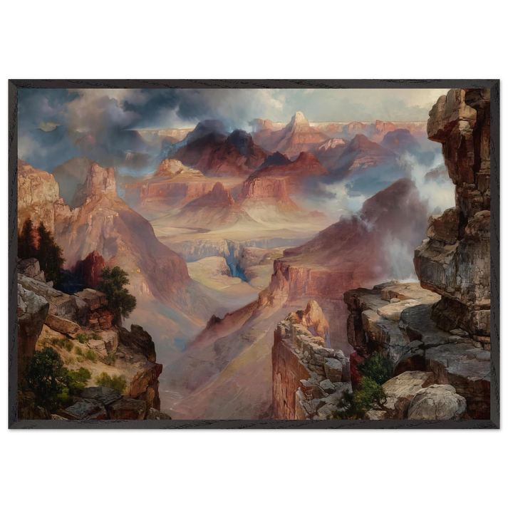 Grand Canyon of Arizona at Sunset - Thomas Moran 70x100 cm / 28x40 inches Framed Art Print – Black Wooden Frame