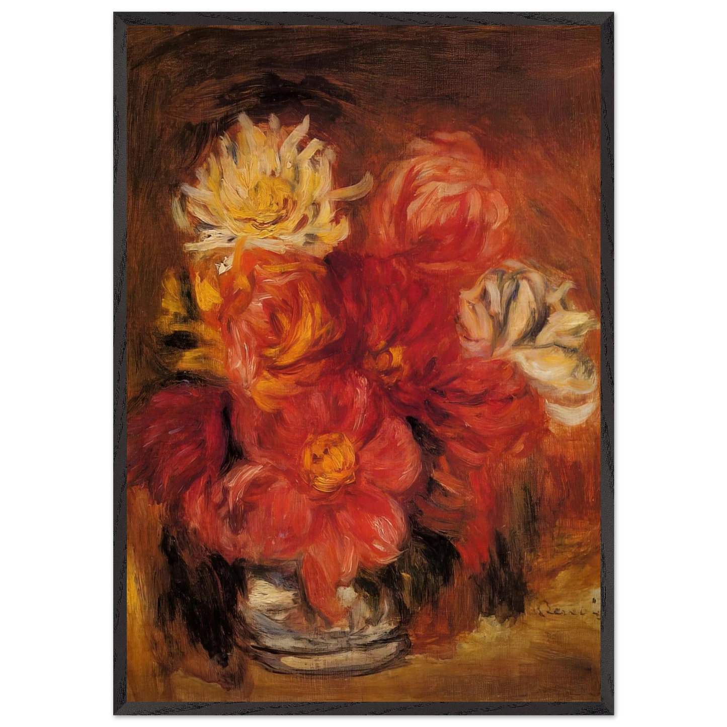 Dahlias N2 - Pierre-Auguste Renoir Framed Art Print – Black Wooden Frame - Default Title - -Framed Art Print