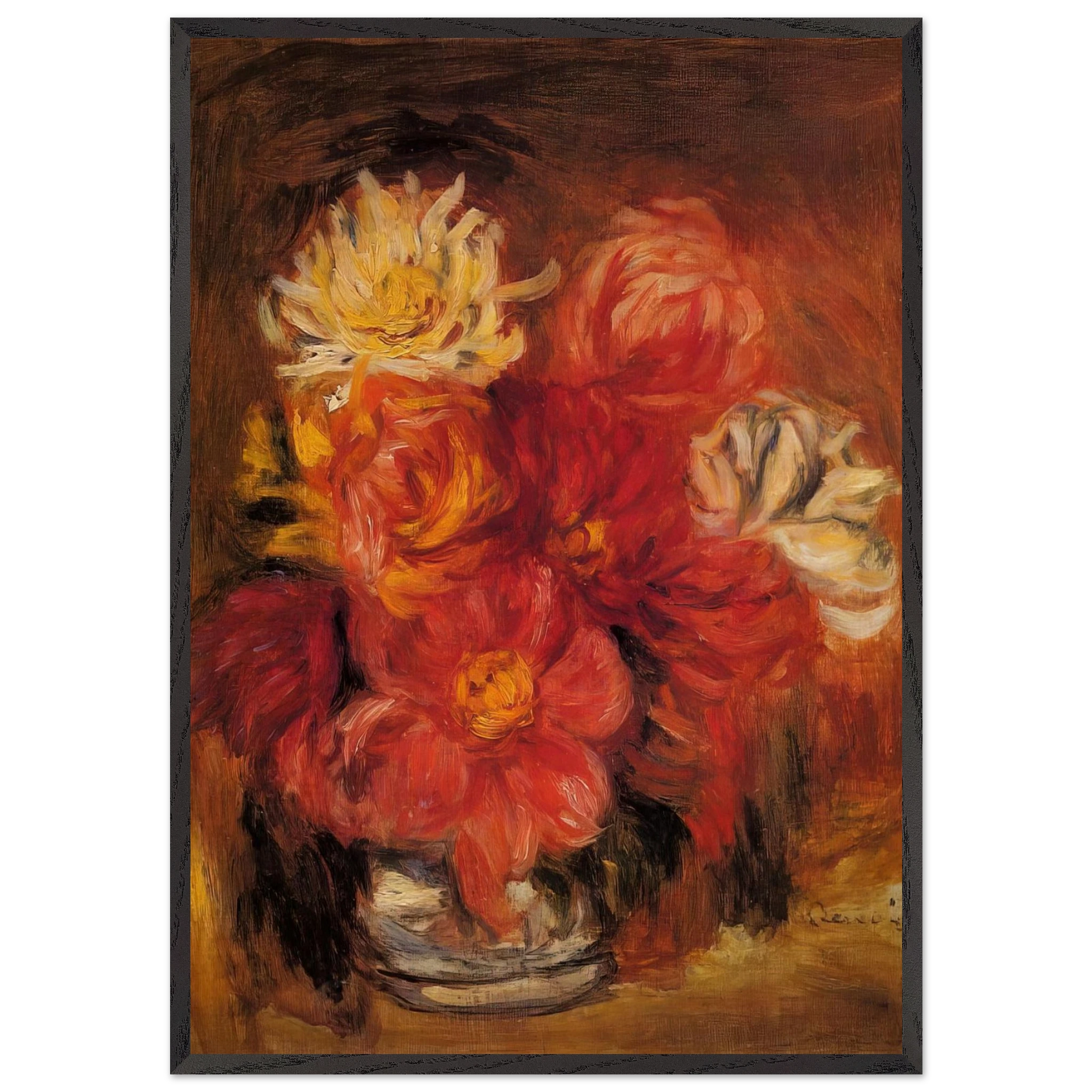Dahlias N2 - Pierre-Auguste Renoir Framed Art Print – Black Wooden Frame - Default Title - -Framed Art Print