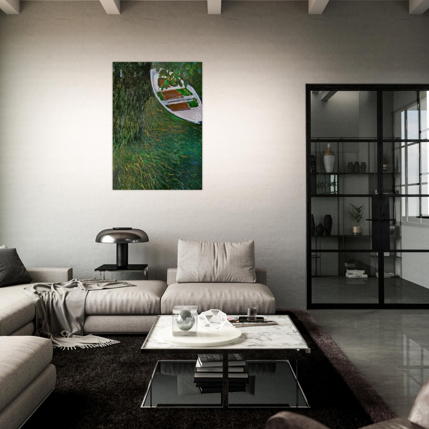 The Row Boat - claude monet Brushed Aluminum Print - 70x100 cm / 28x40 inches | claude monet Aluminum Print | claude monet Prints