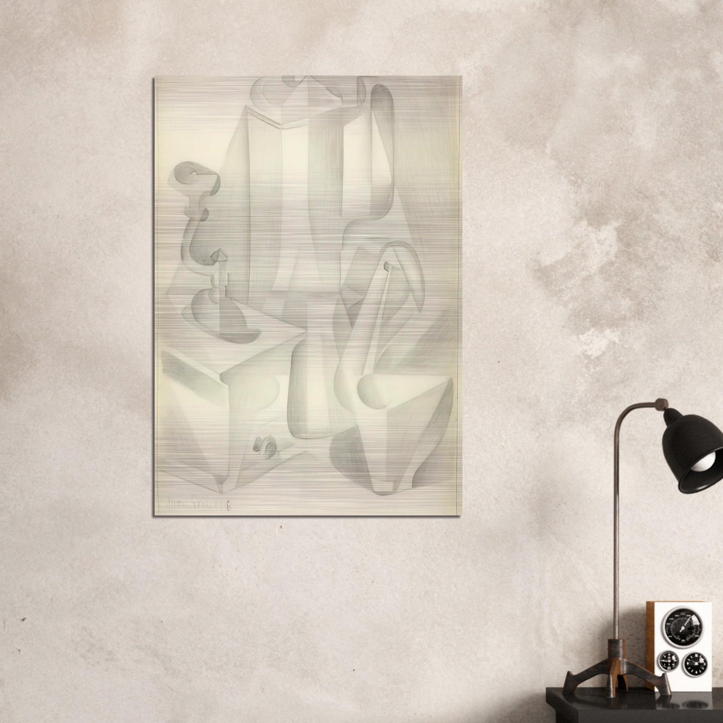 STILL LIFE WITH COFFEE MILL 1916 - Juan Gris Brushed Aluminum Print - 70x100 cm / 28x40 inches | Juan Gris Aluminum Print | Juan Gris Prints