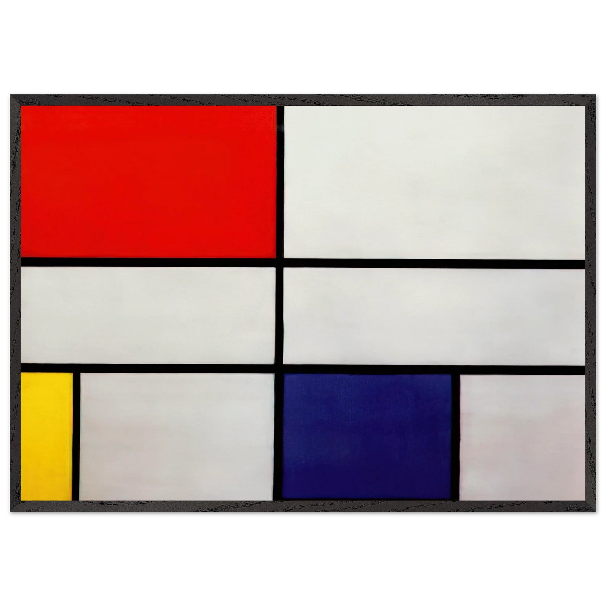 Composition C NoIII with Red Yellow and Blue - Piet Mondrian 70x100 cm / 28x40 inches Framed Art Print – Black Wooden Frame