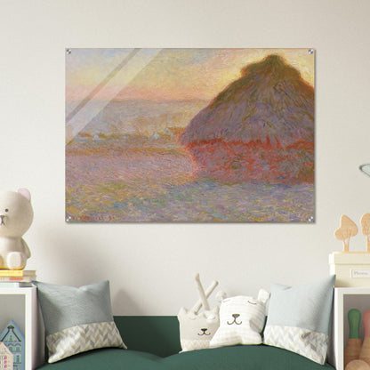 Grainstack Sunset - claude monet Acrylic Print - 70x100 cm / 28x40″ inches | claude monet Wall Art | claude monet Prints