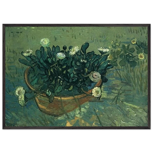 Still Life Bowl with Daisies - Vincent van Gogh Framed Art Print – Black Wooden Frame - Default Title - -Framed Art Print
