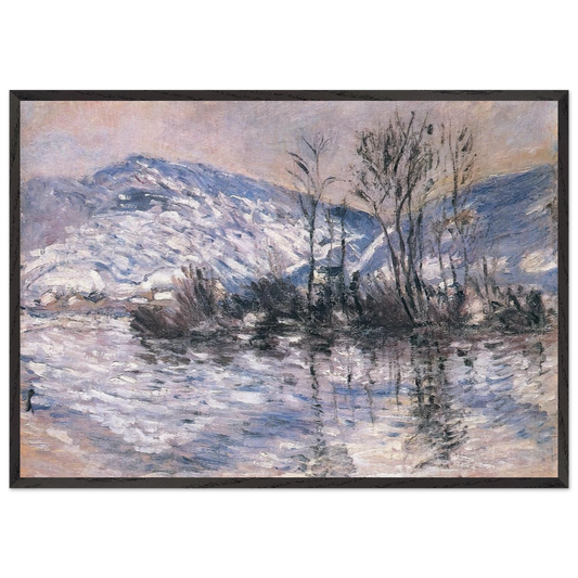 The Seine at Port Villez Snow Effect 02 - claude monet Framed Art Print – Black Wooden Frame - Default Title - -Framed Art Print