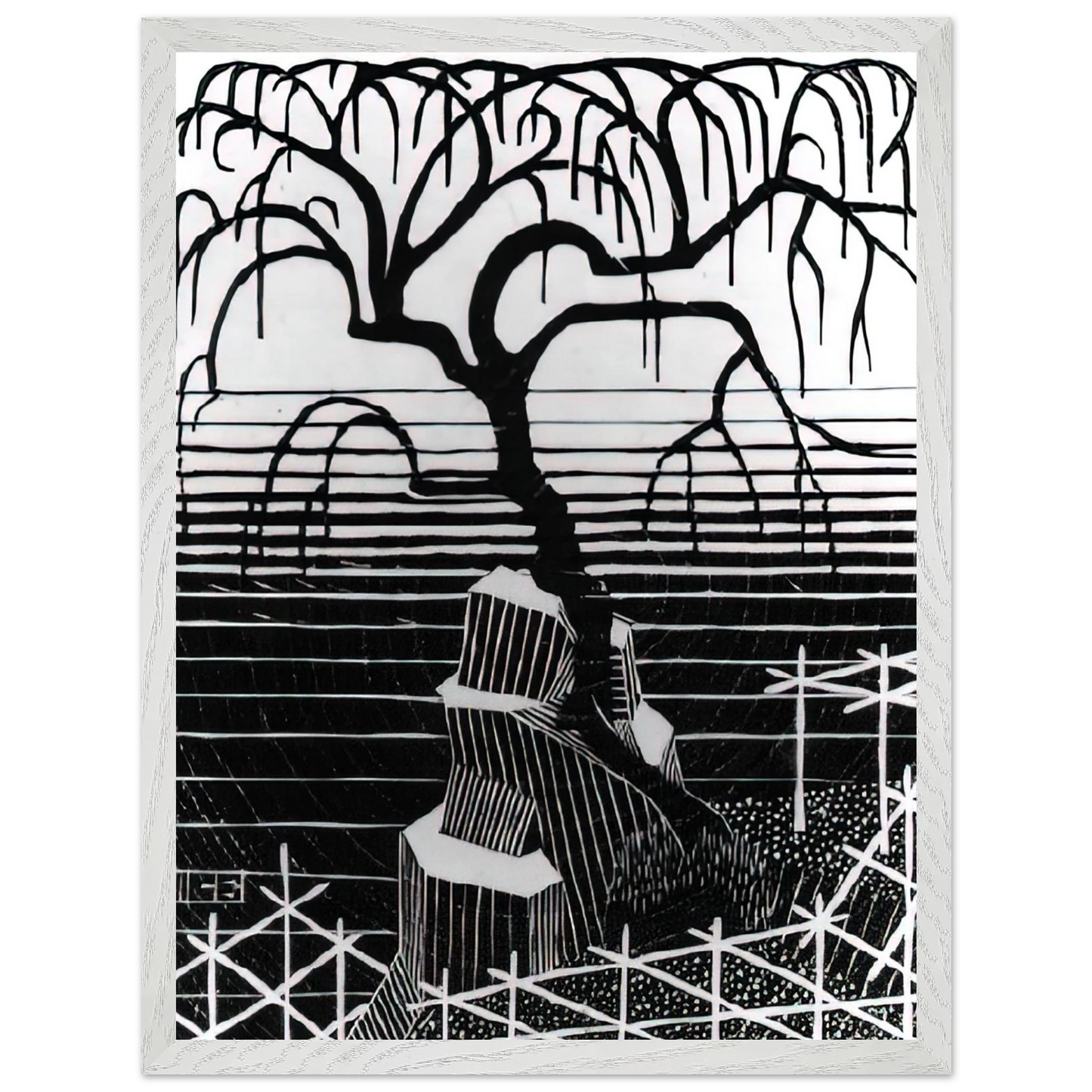 MC Escher - TREE 1926 Wall Art - 21x29.7 cm / 8x12" - Premium Wooden Framed Poster With Fine Art Paper - Wood frame