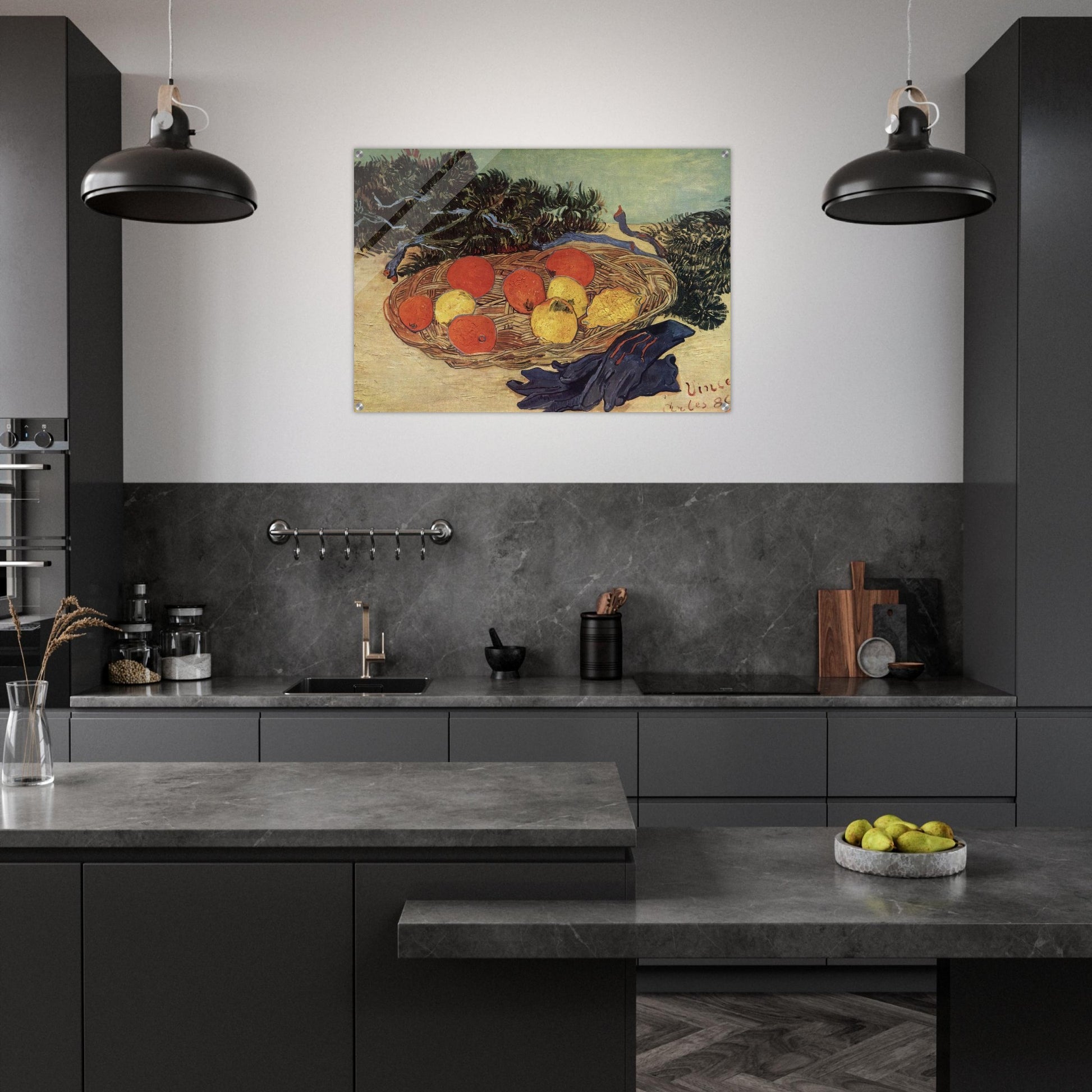Still Life with Oranges and Lemons with Blue Gloves - Vincent van Gogh Acrylic Print - 70x100 cm / 28x40″ inches | Vincent van Gogh Wall Art | Vincent van Gogh Prints