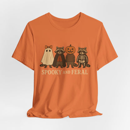 Spooky Raccoon Shirt, Funny Halloween Graphic Tee, Cute Vintage Fall T-Shirt, Trendy Womens Halloween Shirt, Feral Raccoon Tee