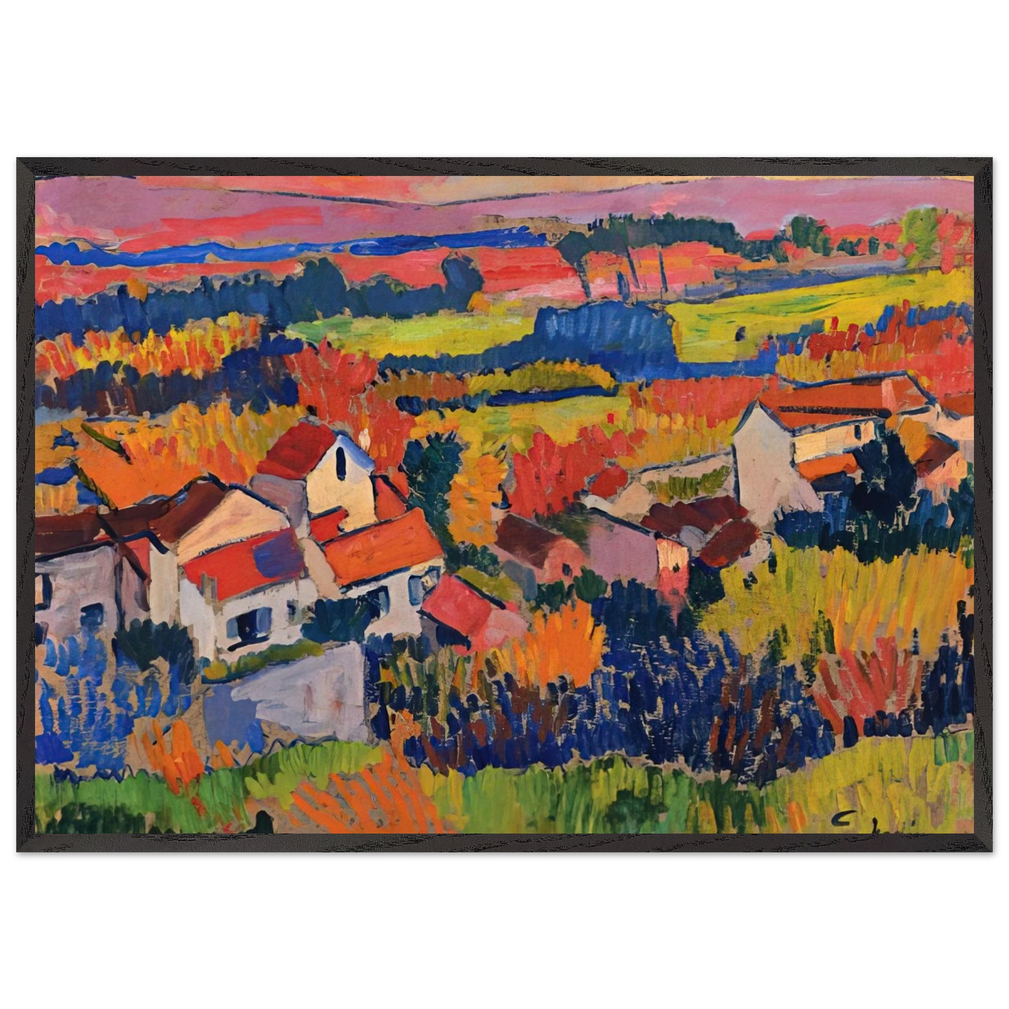 LANDSCAPE NEAR CHATOU 1904 1 - Andre Derain Framed Art Print – Black Wooden Frame - Default Title - -Framed Art Print