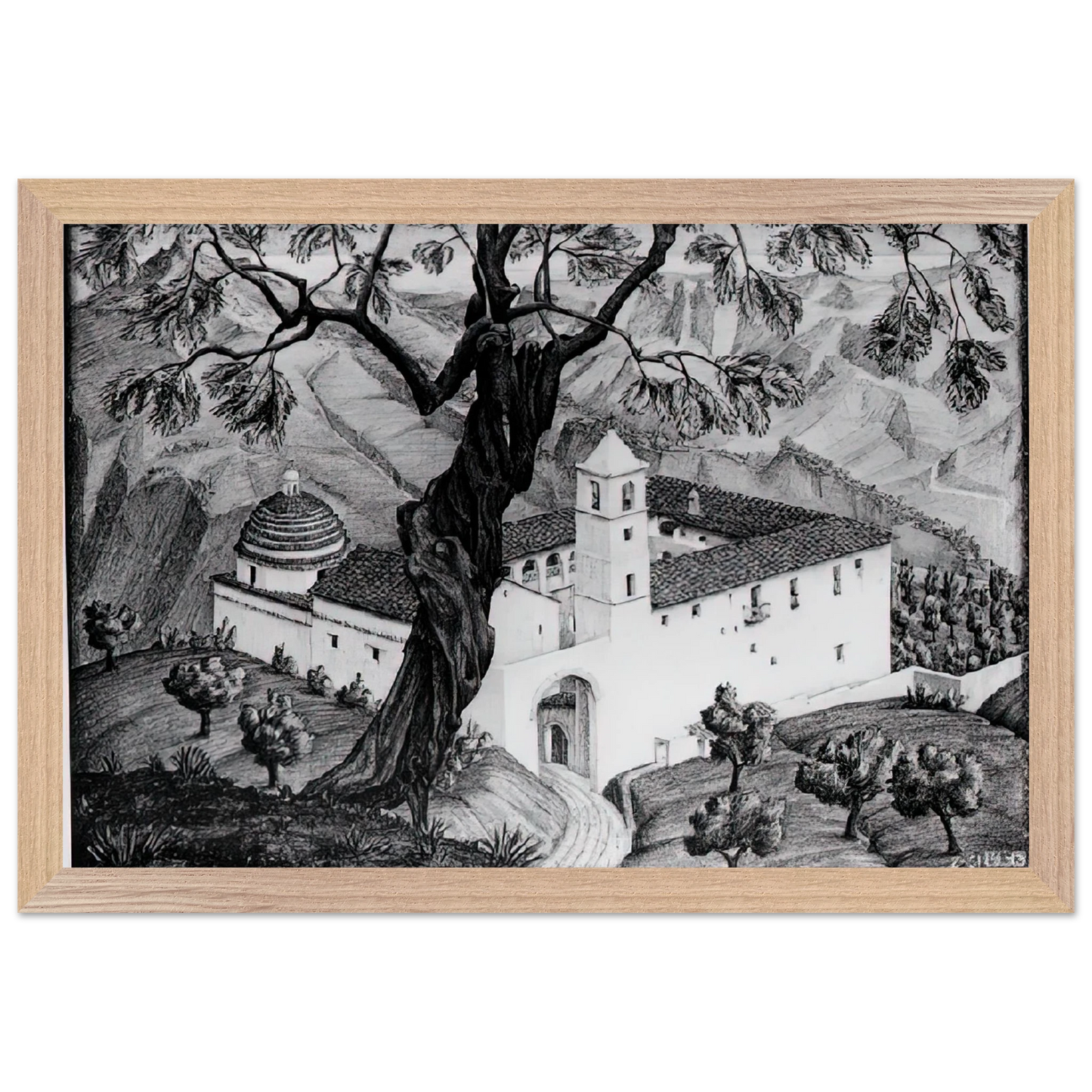 MC Escher - CLOISTER NEAR ROCCA IMPERIALE CALABRIA Wall Art - 60x80 cm / 24x32 inches - Fine Art Poster - -
