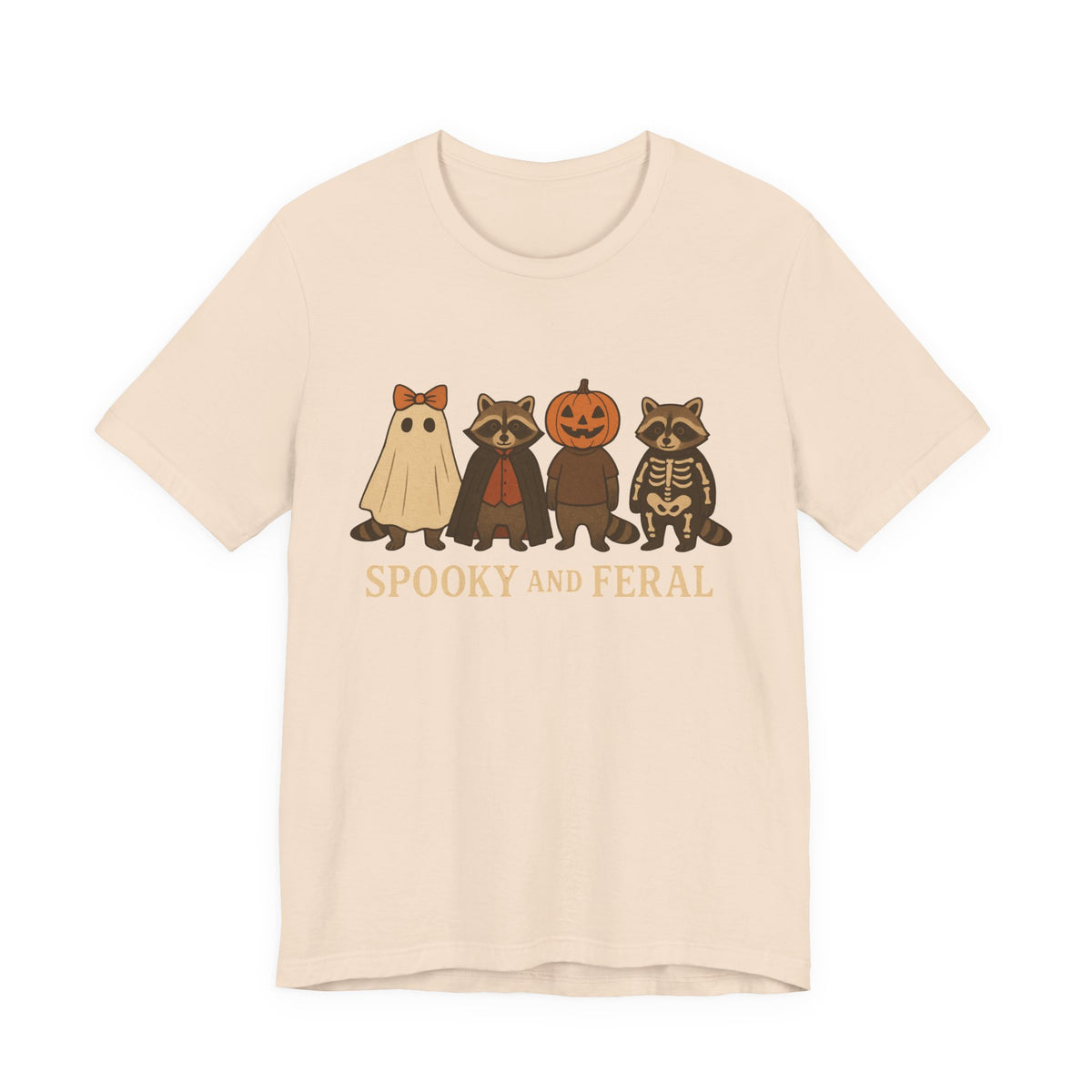 Spooky Raccoon Shirt, Funny Halloween Graphic Tee, Cute Vintage Fall T-Shirt, Trendy Womens Halloween Shirt, Feral Raccoon Tee