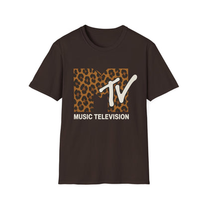 Vintage MTV Cheetah Print Graphic T-Shirt Retro Music Television 80s 90s Throwback Band Tee Unisex Animal Print Rock Shirt