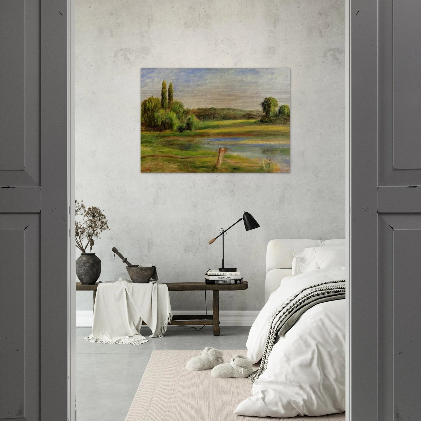 Landscape with Fence - Pierre-Auguste Renoir Brushed Aluminum Print - 70x100 cm / 28x40 inches | Pierre-Auguste Renoir Aluminum Print | Pierre-Auguste Renoir Prints