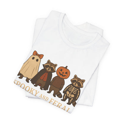 Spooky Raccoon Shirt, Funny Halloween Graphic Tee, Cute Vintage Fall T-Shirt, Trendy Womens Halloween Shirt, Feral Raccoon Tee