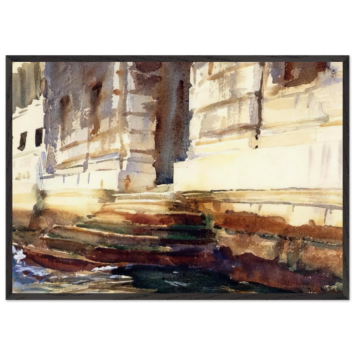 Steps of a Palace - John Singer Sargent 70x100 cm / 28x40 inches Framed Art Print – Black Wooden Frame