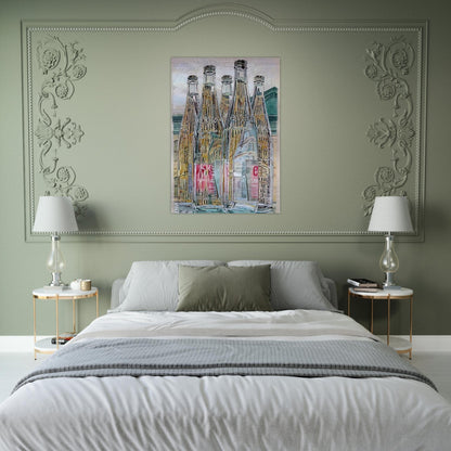 EVIAN BOTTLES 1976 - Janet Fish Brushed Aluminum Print - 70x100 cm / 28x40 inches | Janet Fish Aluminum Print | Janet Fish Prints