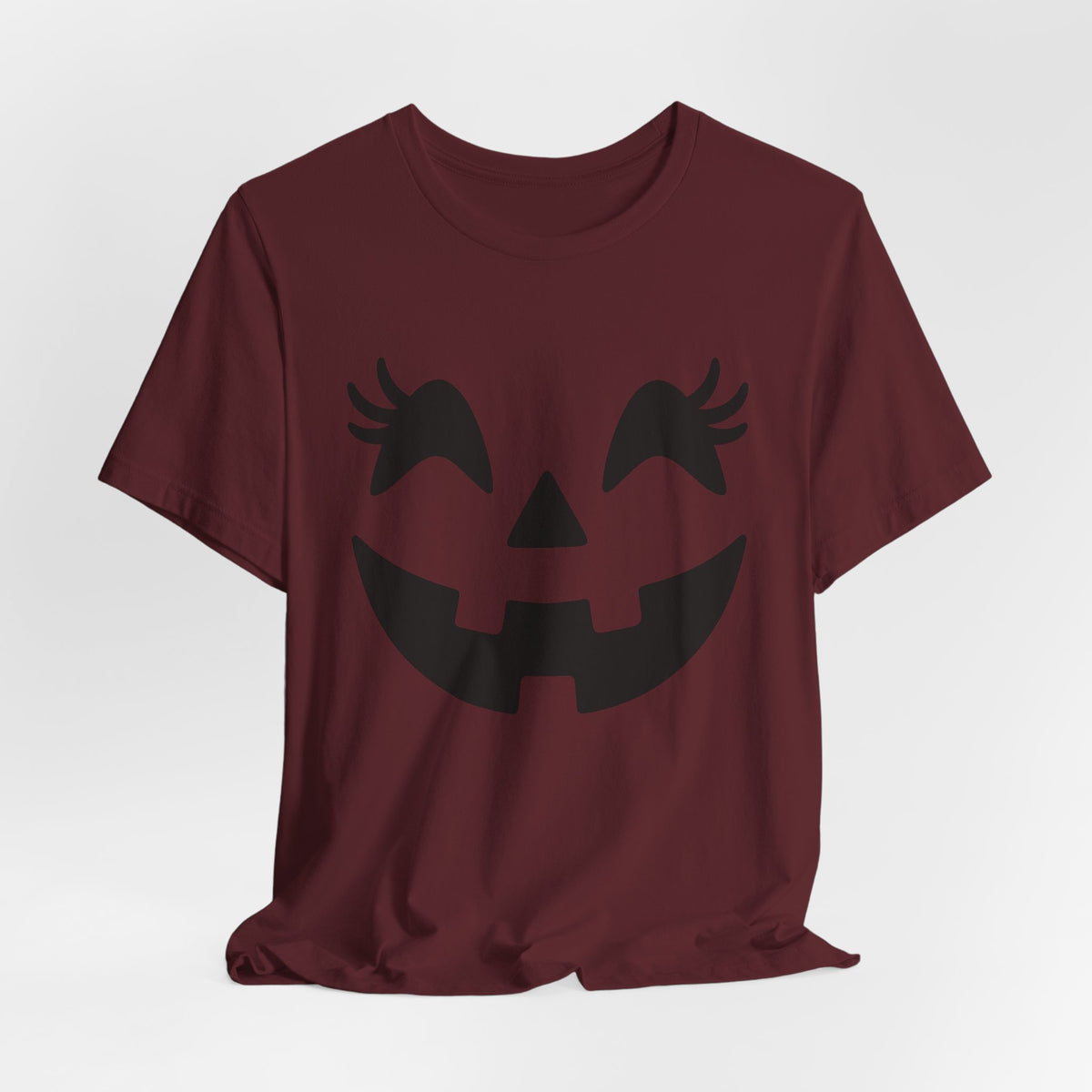 Jack O Lantern Face Pumpkin Eyelashes Halloween Women Girls T-Shirt