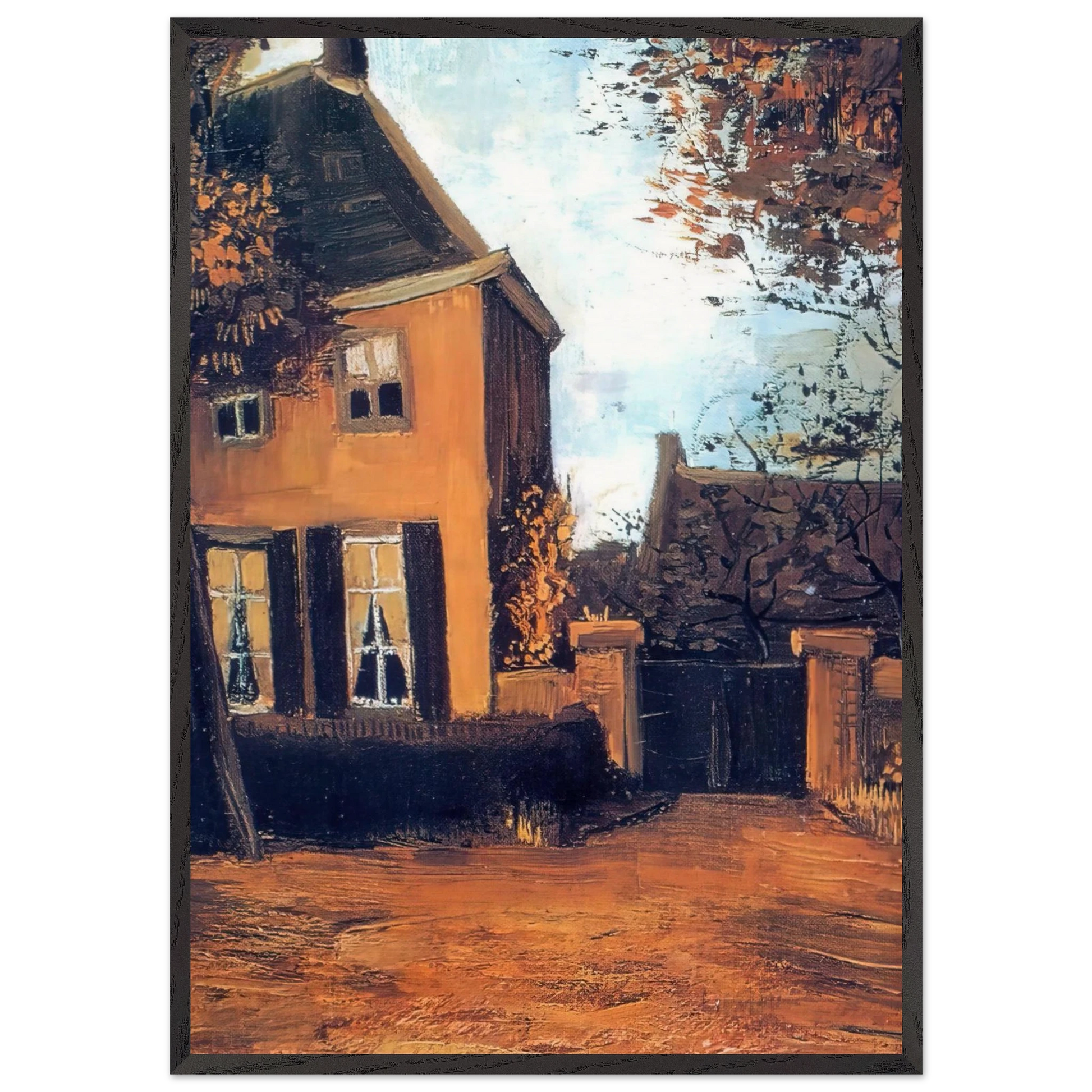 The Vicarage at Nuenen - Vincent van Gogh Framed Art Print – Black Wooden Frame - Default Title - -Framed Art Print