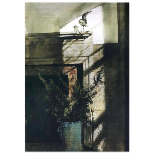 BIRD IN THE HOUSE - Andrew Wyeth Brushed Aluminum Print - 70x100 cm / 28x40 inches | Andrew Wyeth Aluminum Print | Andrew Wyeth Prints