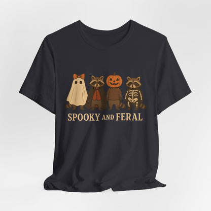 Spooky Raccoon Shirt, Funny Halloween Graphic Tee, Cute Vintage Fall T-Shirt, Trendy Womens Halloween Shirt, Feral Raccoon Tee