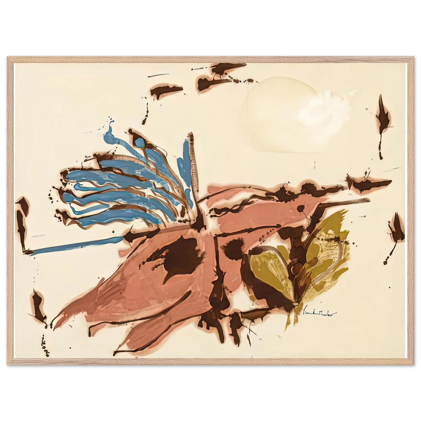 Helen Frankenthaler - Pink Bird Figure I, 1961- Wall Art - 30x40 cm / 12x16 inches - Premium Wooden Framed Poster With Fine Art Paper - White frame