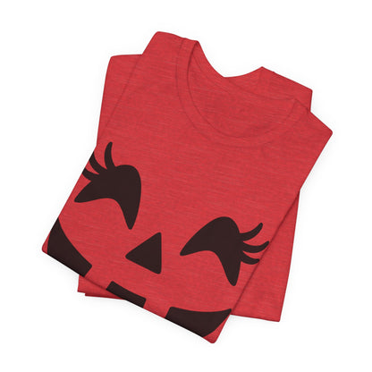 Jack O Lantern Face Pumpkin Eyelashes Halloween Women Girls T-Shirt