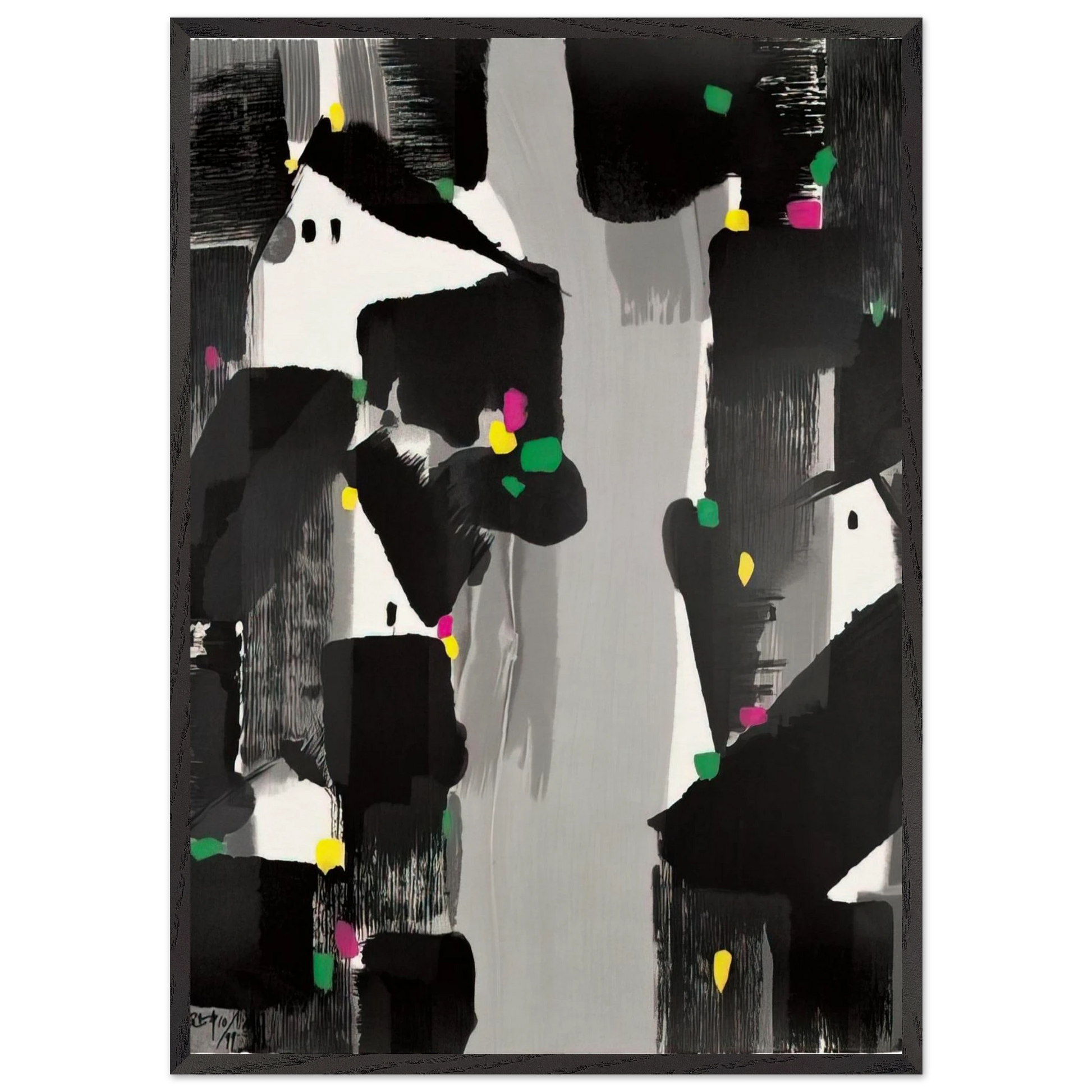 Houses of the South - 2007 - Wu Guanzhong Framed Art Print – Black Wooden Frame - Default Title - -Framed Art Print