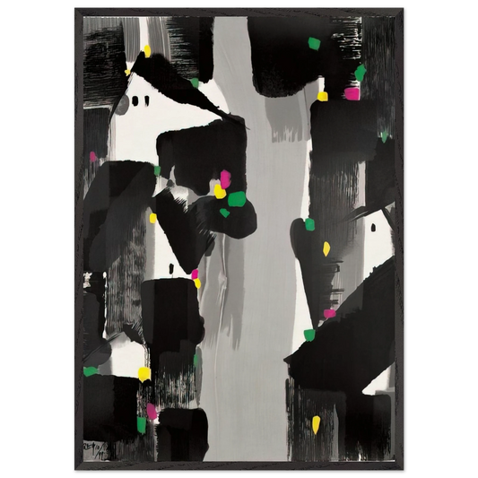 Houses of the South - 2007 - Wu Guanzhong Framed Art Print – Black Wooden Frame - Default Title - -Framed Art Print