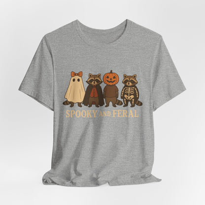 Spooky Raccoon Shirt, Funny Halloween Graphic Tee, Cute Vintage Fall T-Shirt, Trendy Womens Halloween Shirt, Feral Raccoon Tee