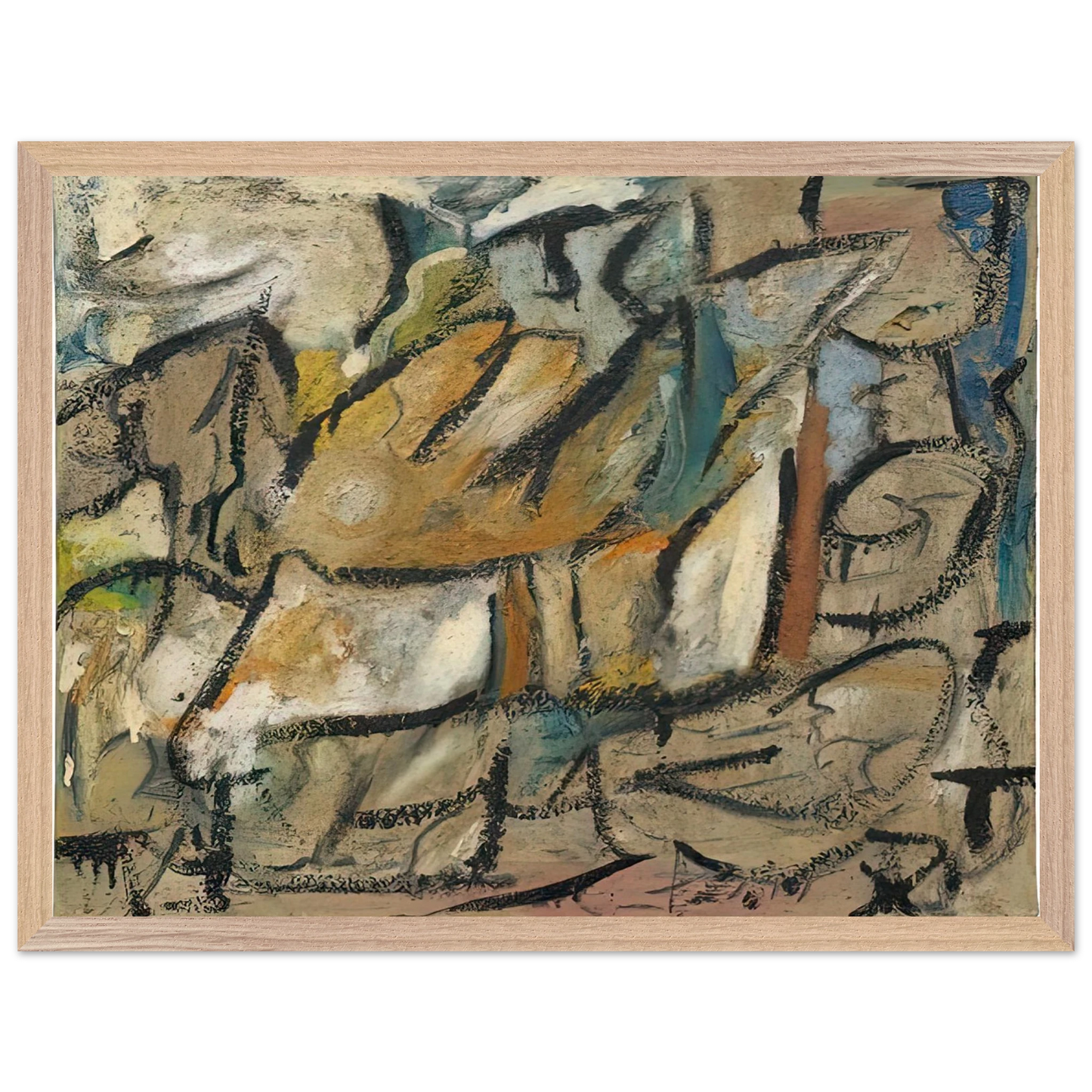 Helen Frankenthaler - August Weather, 1951- Wall Art - 21x29.7 cm / 8x12" - Premium Wooden Framed Poster With Fine Art Paper - Wood frame