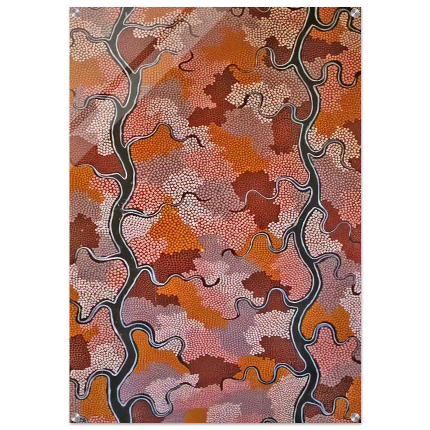 Lightning Dreaming - 1989 - Clifford Possum Tjapaltjarri Acrylic Print - 70x100 cm / 28x40″ inches | Clifford Possum Tjapaltjarri Wall Art | Clifford Possum Tjapaltjarri Prints