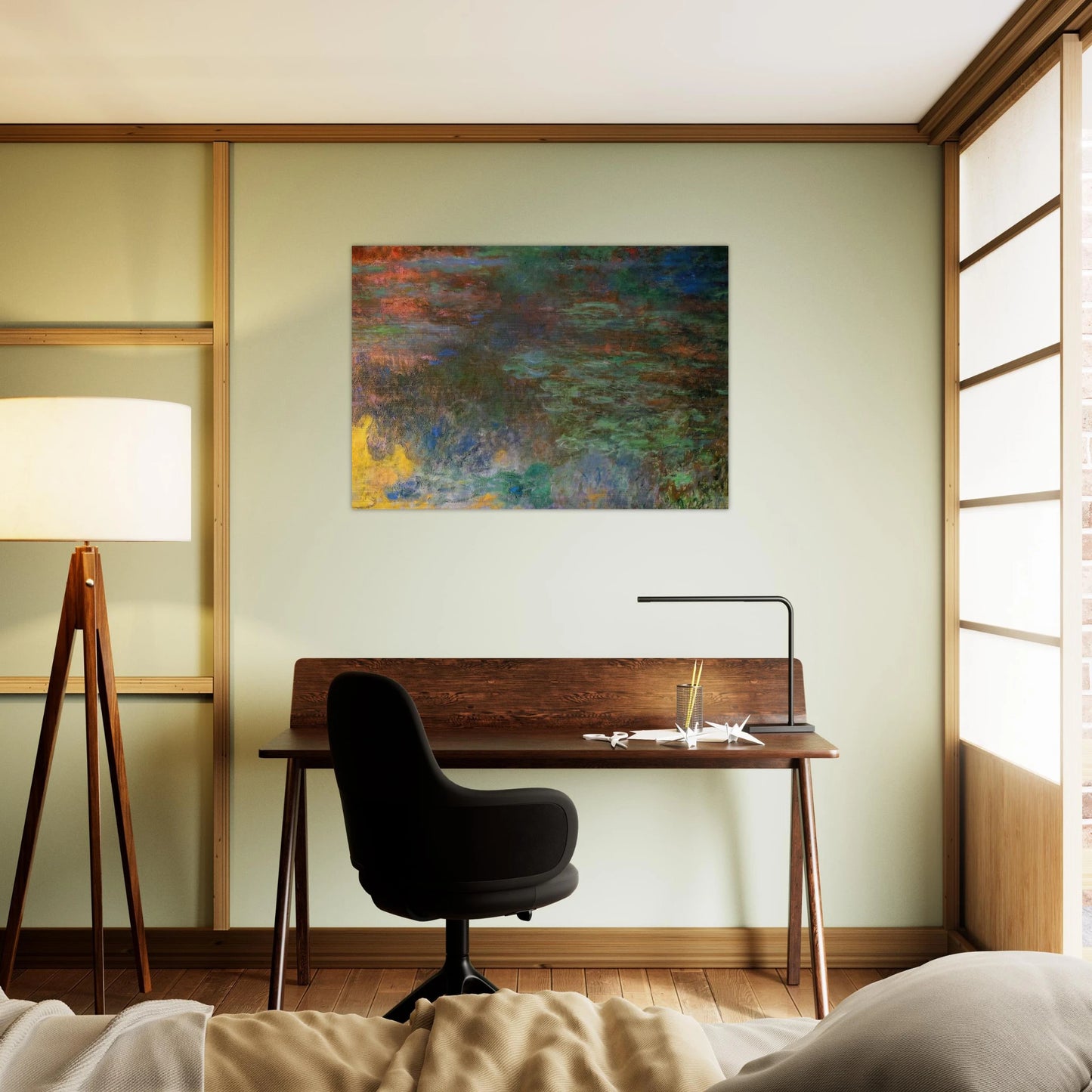 Water Lily Pond, Evening right panel - claude monet Brushed Aluminum Print - 70x100 cm / 28x40 inches | claude monet Aluminum Print | claude monet Prints