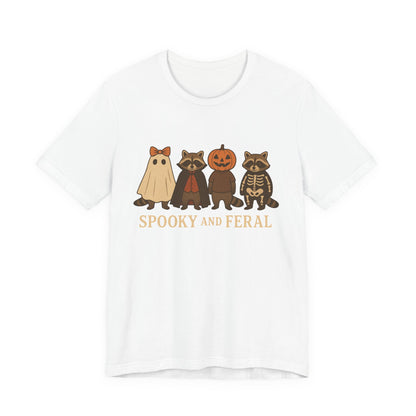 Spooky Raccoon Shirt, Funny Halloween Graphic Tee, Cute Vintage Fall T-Shirt, Trendy Womens Halloween Shirt, Feral Raccoon Tee