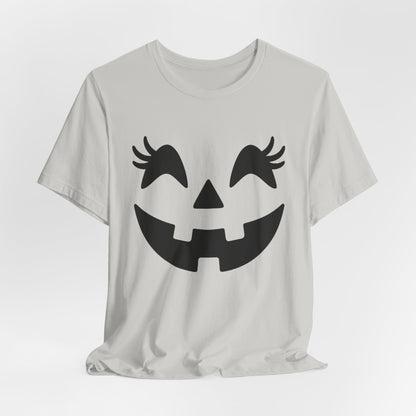 Jack O Lantern Face Pumpkin Eyelashes Halloween Women Girls T-Shirt