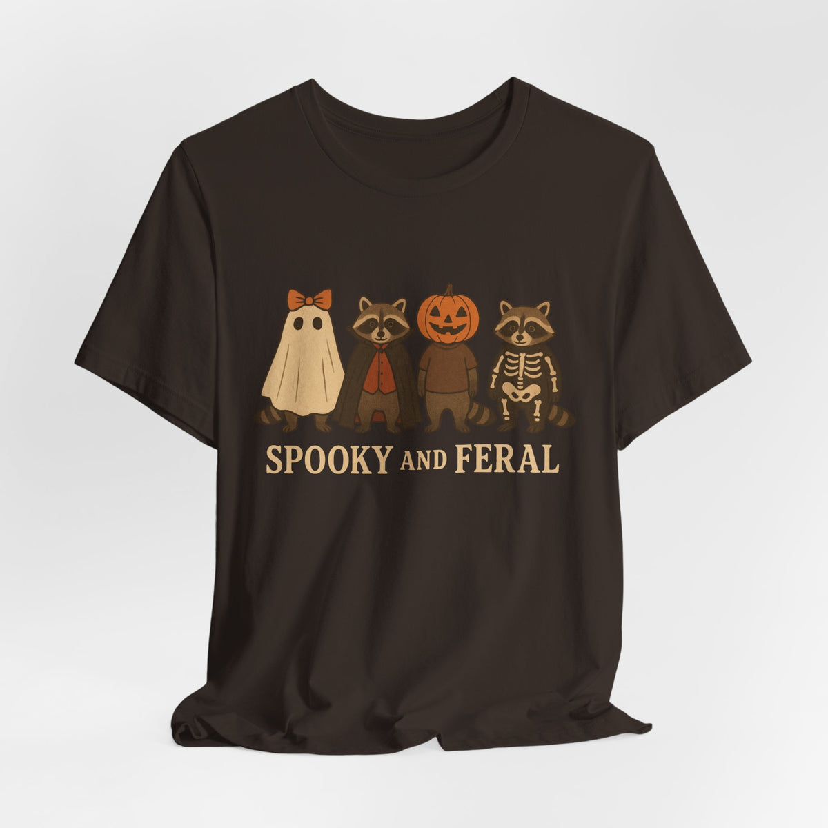 Spooky Raccoon Shirt, Funny Halloween Graphic Tee, Cute Vintage Fall T-Shirt, Trendy Womens Halloween Shirt, Feral Raccoon Tee