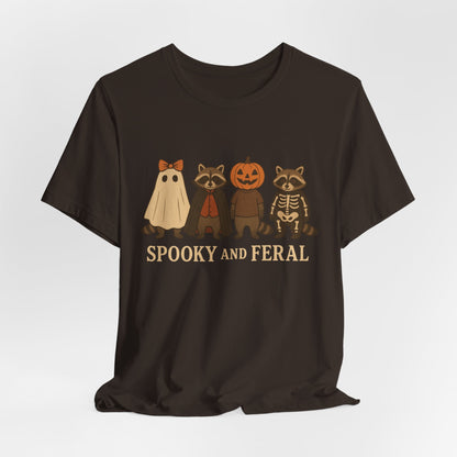 Spooky Raccoon Shirt, Funny Halloween Graphic Tee, Cute Vintage Fall T-Shirt, Trendy Womens Halloween Shirt, Feral Raccoon Tee