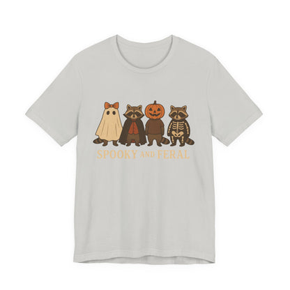 Spooky Raccoon Shirt, Funny Halloween Graphic Tee, Cute Vintage Fall T-Shirt, Trendy Womens Halloween Shirt, Feral Raccoon Tee