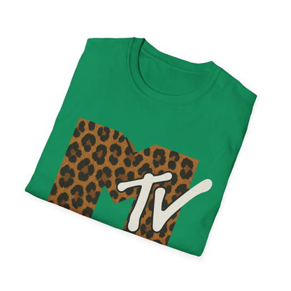 Vintage MTV Cheetah Print Graphic T-Shirt Retro Music Television 80s 90s Throwback Band Tee Unisex Animal Print Rock Shirt