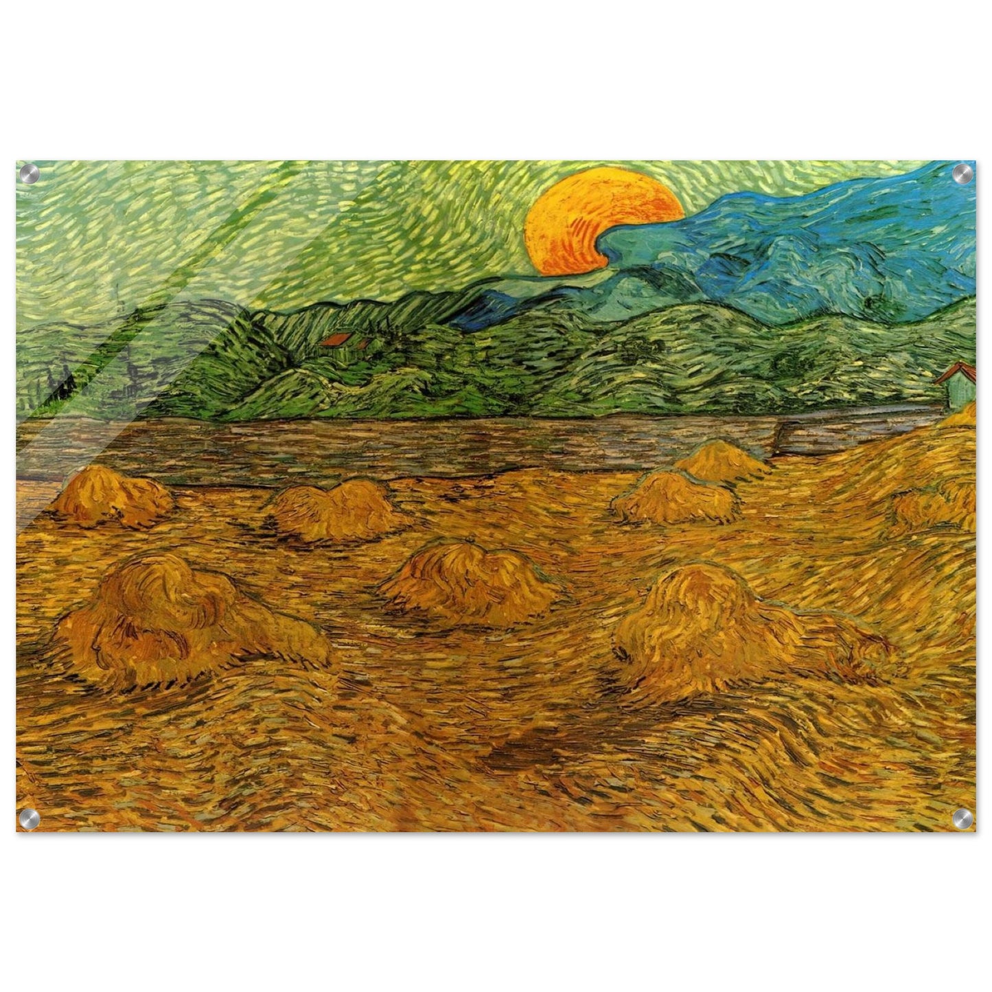 Evening Landscape with Rising Moon - Vincent van Gogh Acrylic Print - 70x100 cm / 28x40″ inches | Vincent van Gogh Wall Art | Vincent van Gogh Prints
