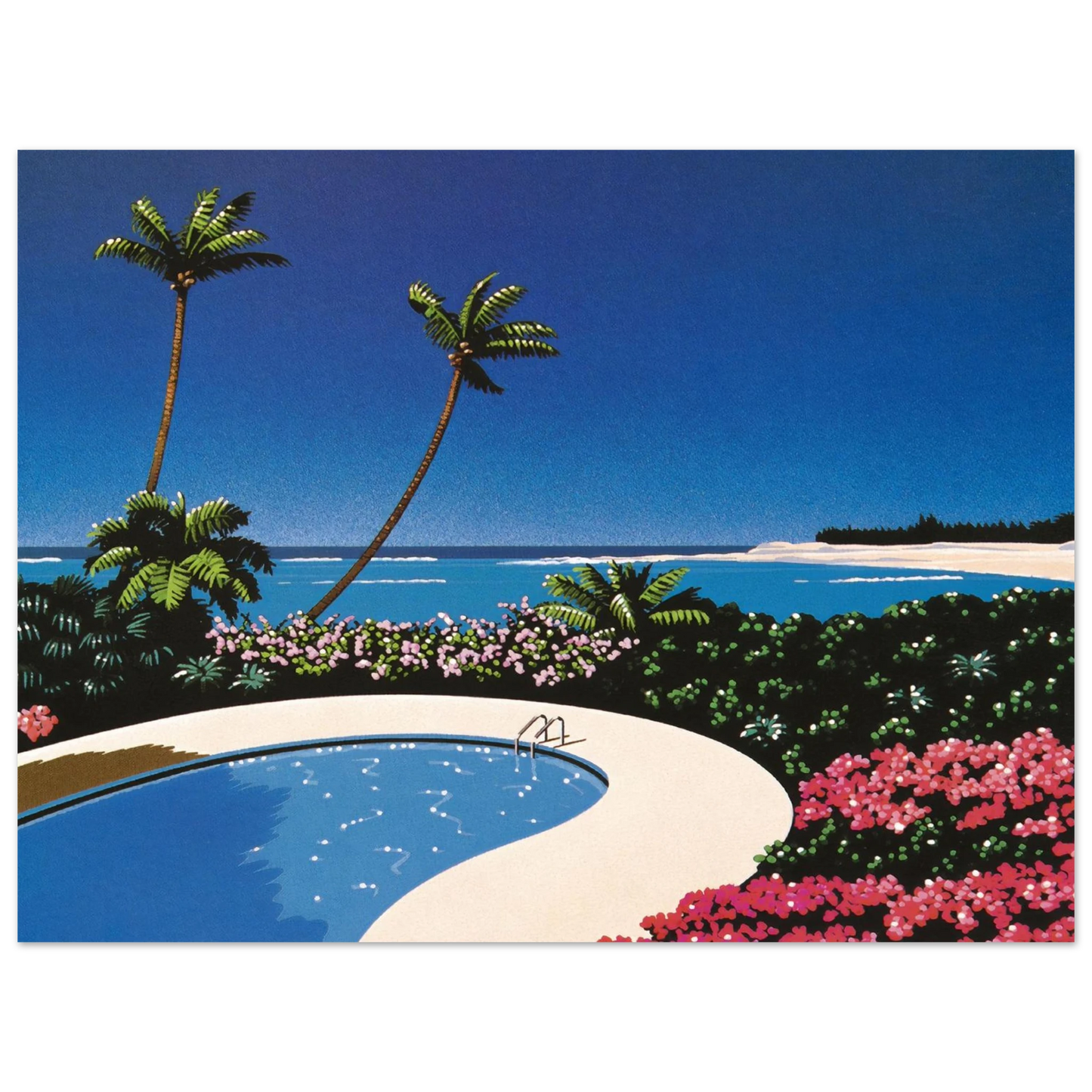 Hiroshi Nagai - Fall of Sound Wall Art - 21x29.7 cm / 8x12" - Premium Wooden Framed Poster With Fine Art Paper - White frame