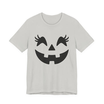 Jack O Lantern Face Pumpkin Eyelashes Halloween Women Girls T-Shirt