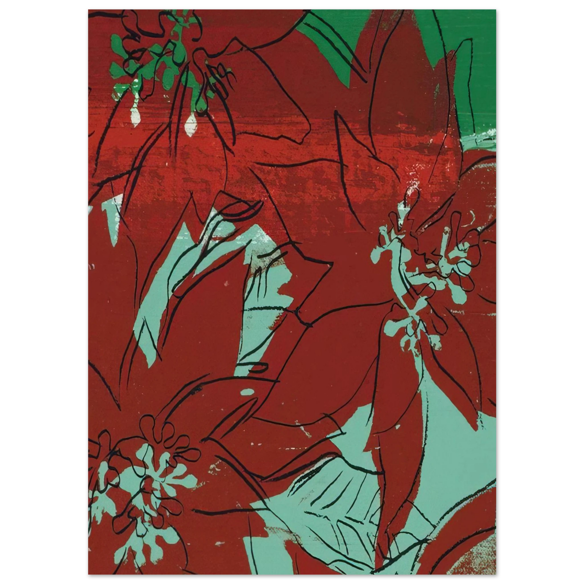 Andy Warhol - Poinsettias Fine Art Poster - 40x60 cm / 16x24 inches