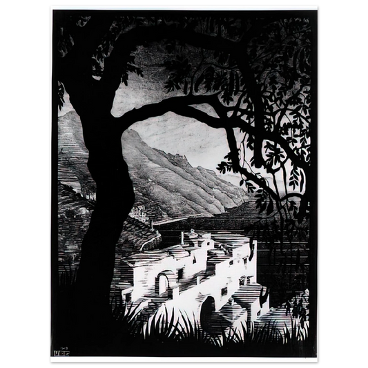 MC Escher - COAST OF AMALFI Wall Art - 21x29.7 cm / 8x12" - Fine Art Poster - -