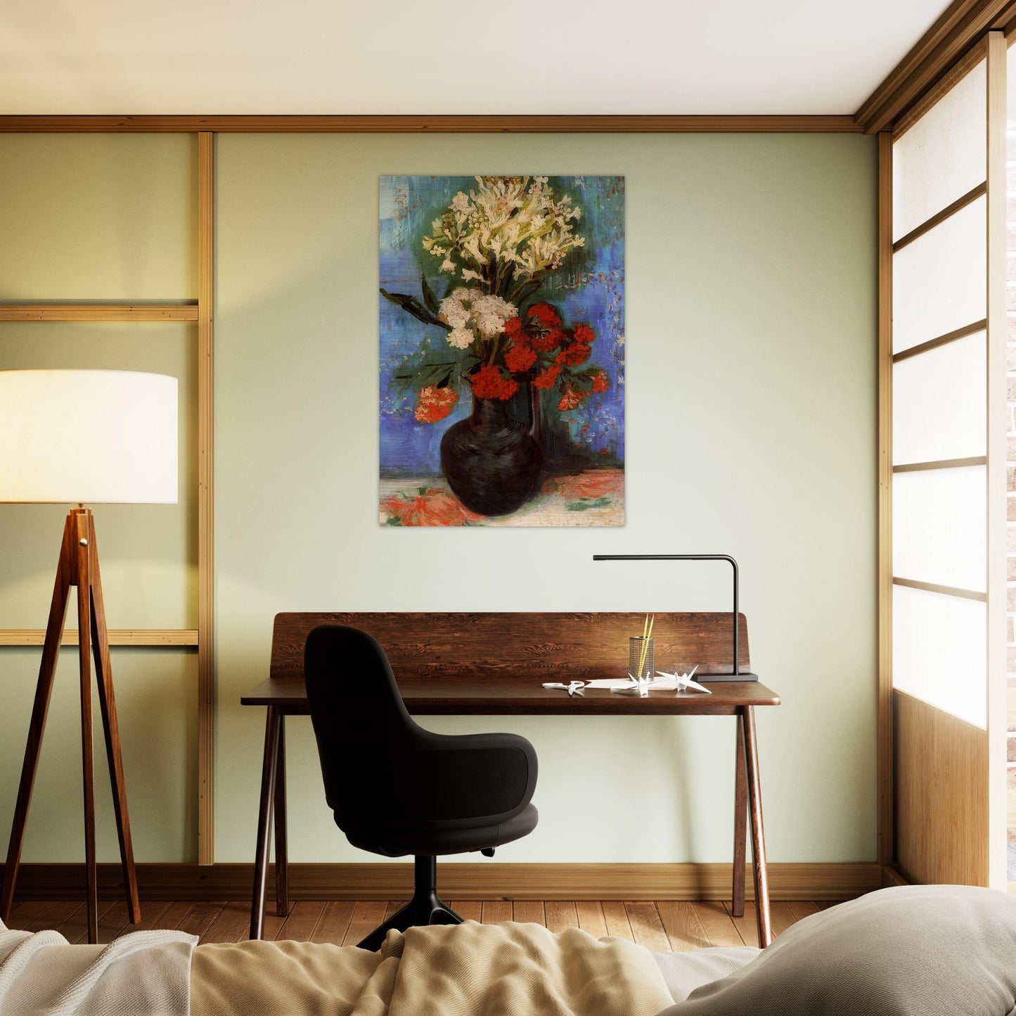 Vase with Carnations and Other Flowers - Vincent van Gogh Brushed Aluminum Print - 70x100 cm / 28x40 inches | Vincent van Gogh Aluminum Print | Vincent van Gogh Prints