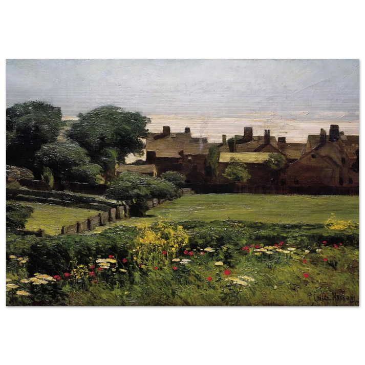 Village Scene - Childe Hassam Brushed Aluminum Print - 70x100 cm / 28x40 inches | Childe Hassam Aluminum Print | Childe Hassam Prints