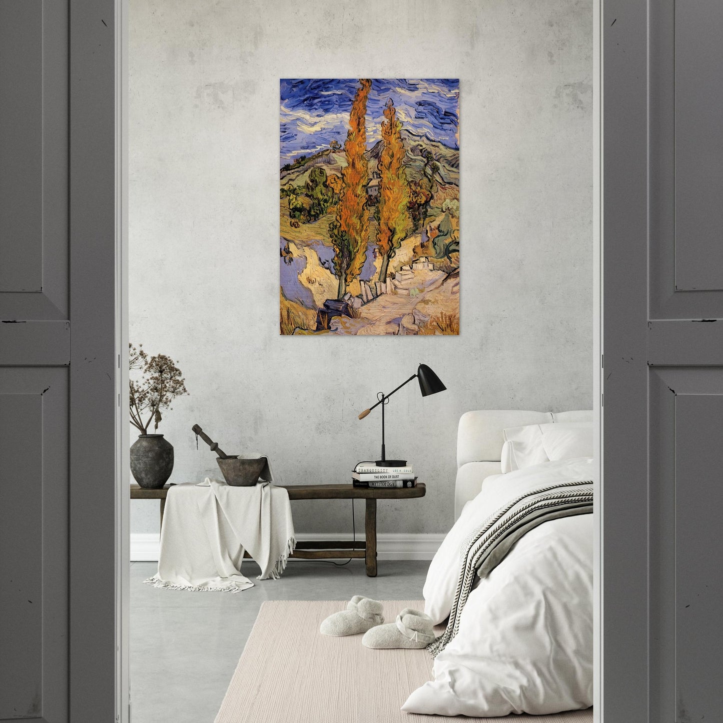 Two Poplars on a Hill - Vincent van Gogh Brushed Aluminum Print - 70x100 cm / 28x40 inches | Vincent van Gogh Aluminum Print | Vincent van Gogh Prints